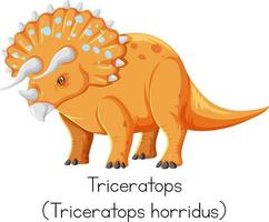 triceratops en color naranja vector