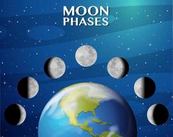 Phases of the moon for science education vector