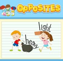 Education word card of English opposites word vector