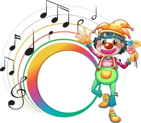 Cute clown with blank music note template