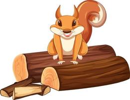 Happy squirrel on wood vector
