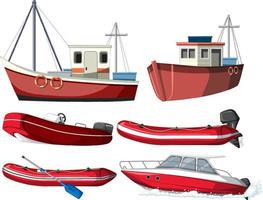 Set of different boats on white background vector