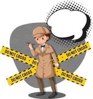 Detective looking for clues in template vector