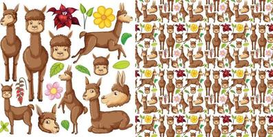 Seamless pattern with cartoon wild animals vector