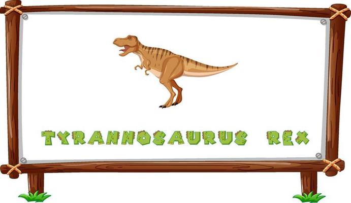 Frame template with dinosaurs and text tyrannosaurus rex design inside