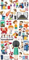 Set of cartoon character and object for travel vector