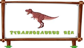 plantilla de marco con dinosaurios y diseño de tiranosaurio rex de texto dentro vector