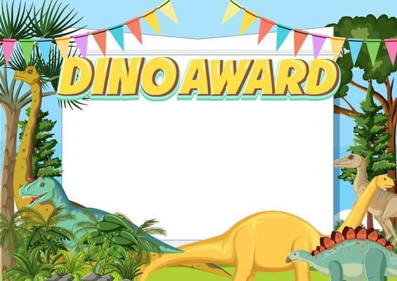 Dino award template with dinosaurs in forest