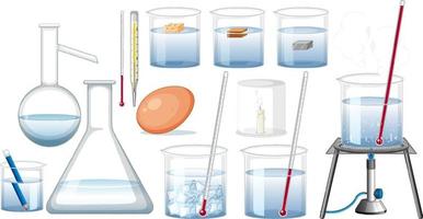 Set of lab glasswares on white background vector