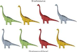 braquiosaurio en diferentes colores vector