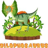 Prehistoric island with dilophosaurus vector