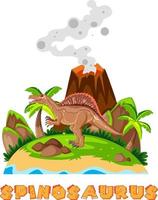 isla prehistórica con spinosaurus vector