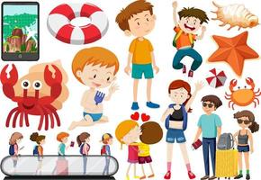 Set of cartoon character and object for travel vector