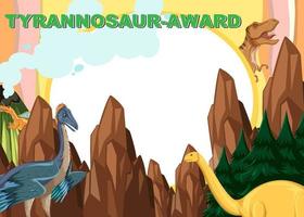 plantilla de certificado de dinosaurio en estilo de dibujos animados vector