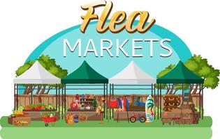 Flea market concept with street shops vector