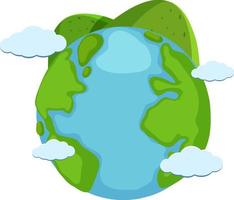 Earth planet with mountain and clouds on white background vector