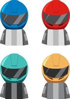 conjunto de diferentes corredores con retrato de casco vector