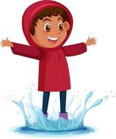 A little boy in a raincoat vector