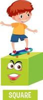 A boy standing on cube shape vector