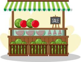 concepto de mercado de pulgas con tienda de frutas vector