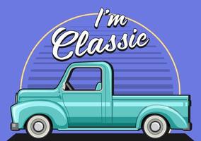 The classic car concept with old truck car vector