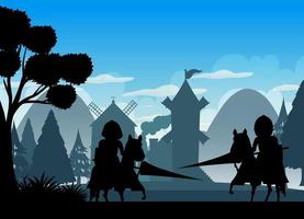 Silhouette scene with medieval vector