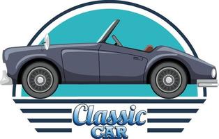 logotipo de coche clásico con coche clásico sobre fondo blanco vector