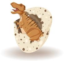 Tyrannosaurus rex coming out of eggshell vector