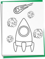 Hand drawn rocket on paper vector