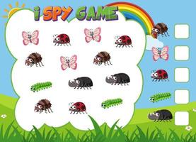 Math counting game template of insect vector