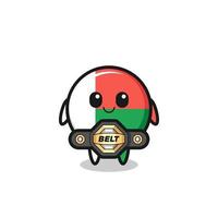 the MMA fighter madagascar flag mascot with a belt vector