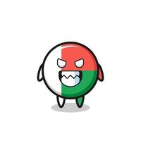 evil expression of the madagascar flag cute mascot character vector