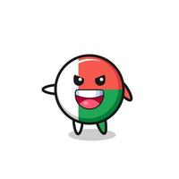 madagascar flag cartoon with very excited pose vector