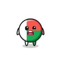 the shocked face of the cute madagascar flag mascot vector