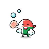 madagascar flag character is bathing while holding soap vector