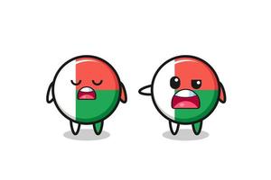 illustration of the argue between two cute madagascar flag characters vector