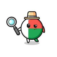 madagascar flag detective character is analyzing a case vector