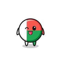 lindo personaje de la bandera de madagascar en dulce expresión mientras saca la lengua vector