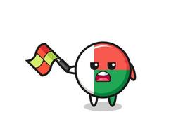 madagascar flag cartoon as the line judge hold the flag up at a 45 degree angle vector