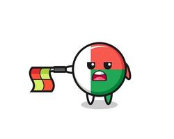 madagascar flag character as line judge hold the flag straight horizontally vector