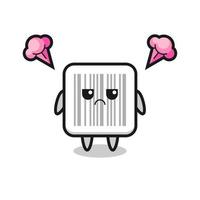 annoyed expression of the cute barcode cartoon character vector