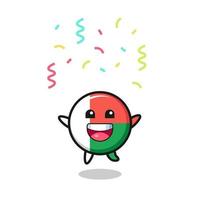 happy madagascar flag mascot jumping for congratulation with colour confetti vector