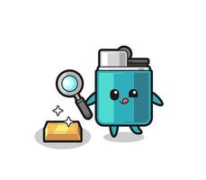 lighter character is checking the authenticity of the gold bullion vector