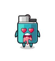 the falling in love expression of a cute lighter with heart shaped eyes vector