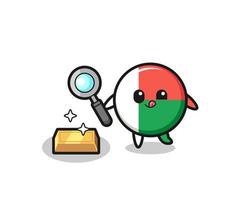 madagascar flag character is checking the authenticity of the gold bullion vector