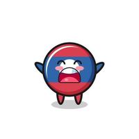 cute laos flag mascot with a yawn expression vector