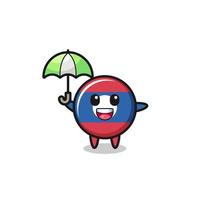 cute laos flag illustration holding an umbrella vector