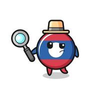 laos flag detective character is analyzing a case vector