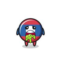 the cute laos flag character with puke vector