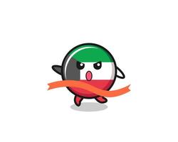 cute kuwait flag illustration is reaching the finish vector